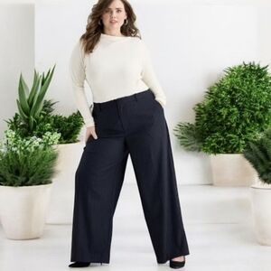 #M07 A New Day Women's Black Pinstripe Wide-Leg Pants